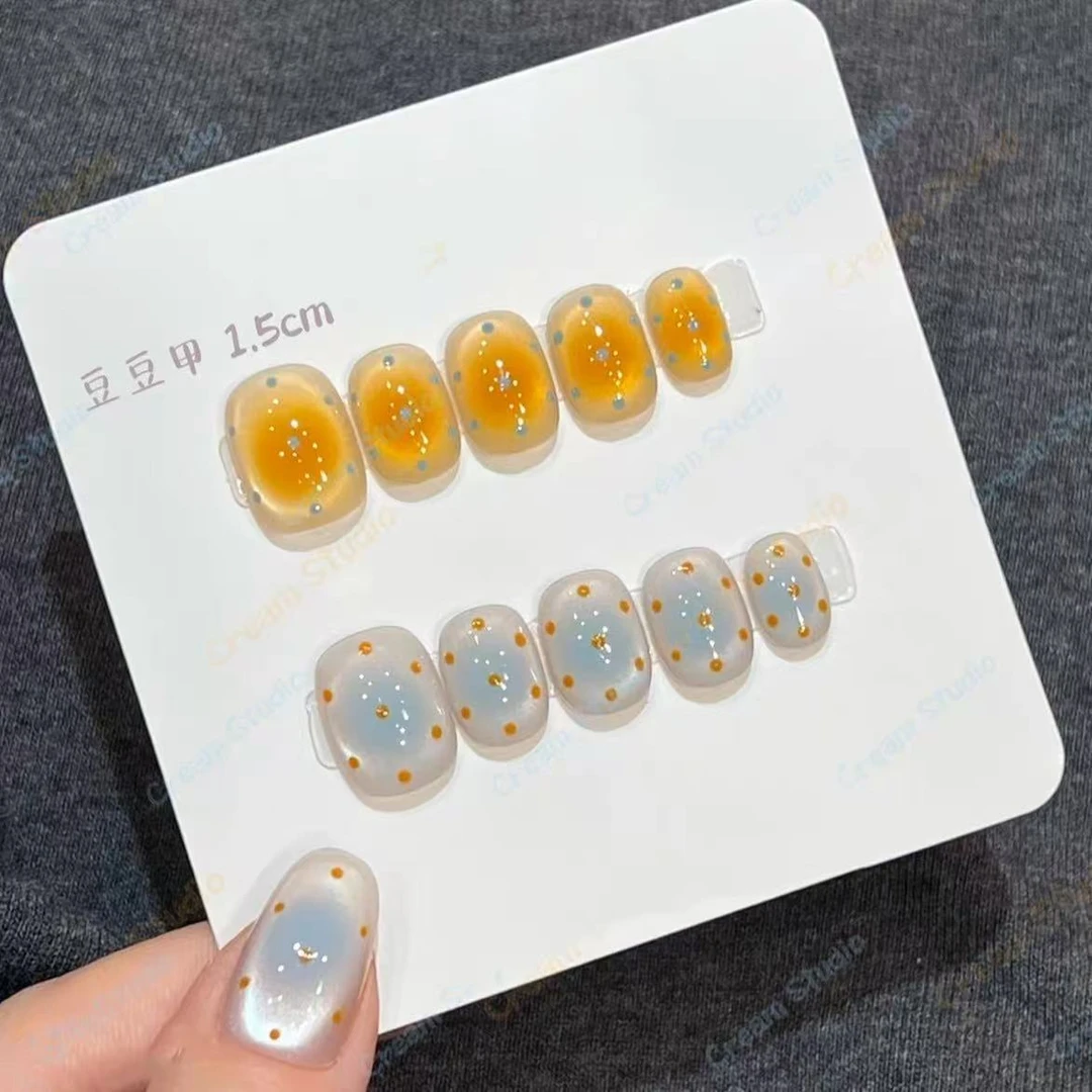 纯手工定制穿戴甲 海盐芝士美甲贴片可拆卸假指甲贴10片春季新款