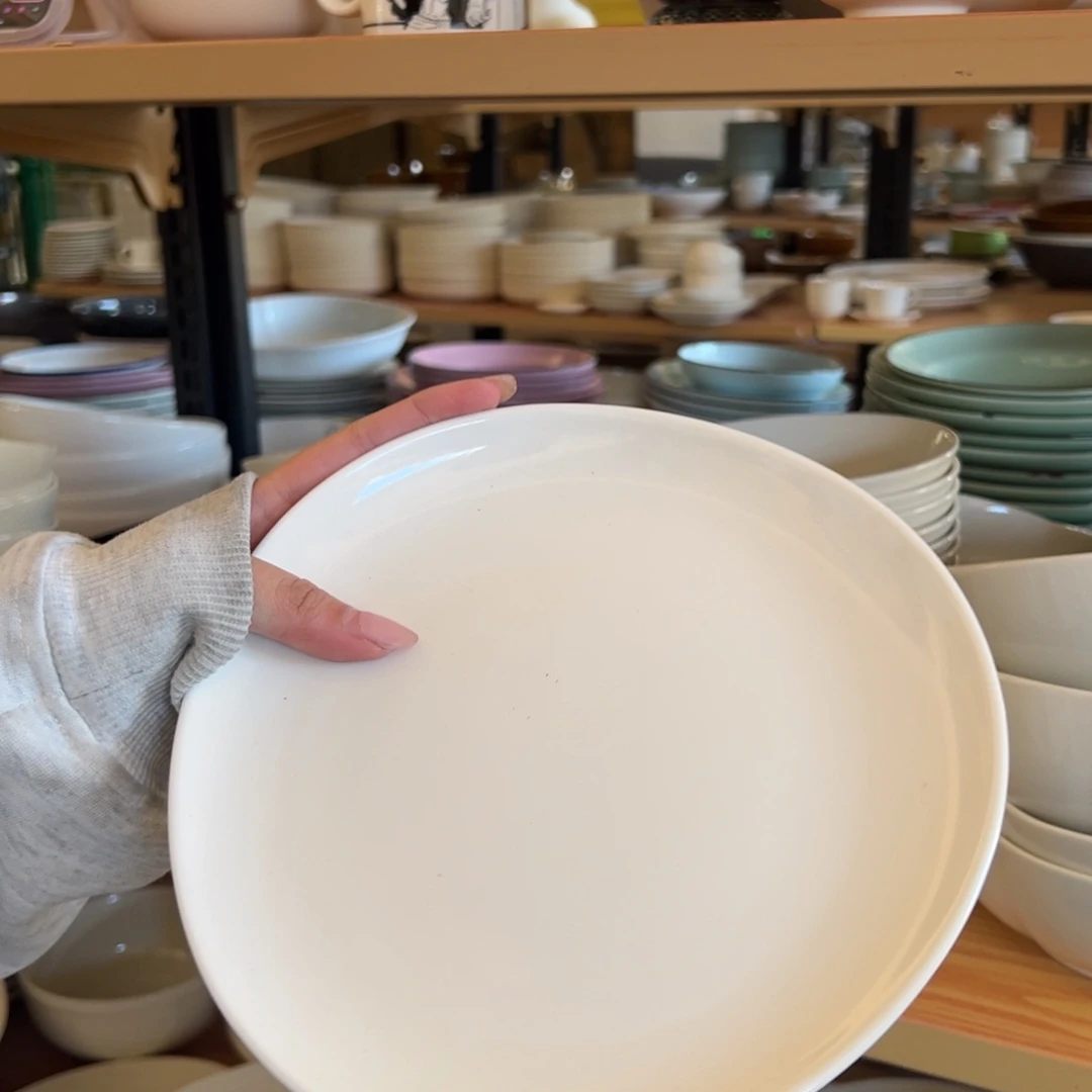 新骨瓷035瑕疵慎拍暖白8.5寸三角圆盘