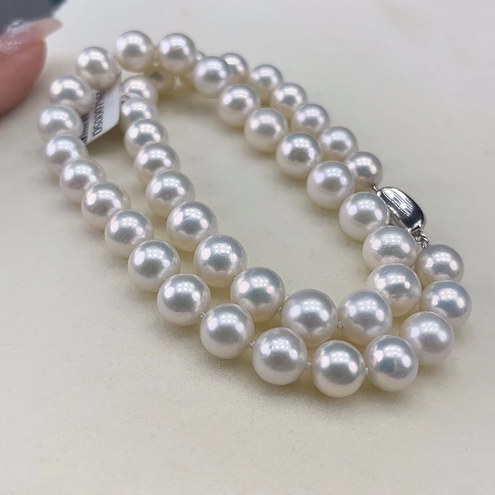 淡水珍珠银S925镶嵌颈饰9-10极光奥绿光高品