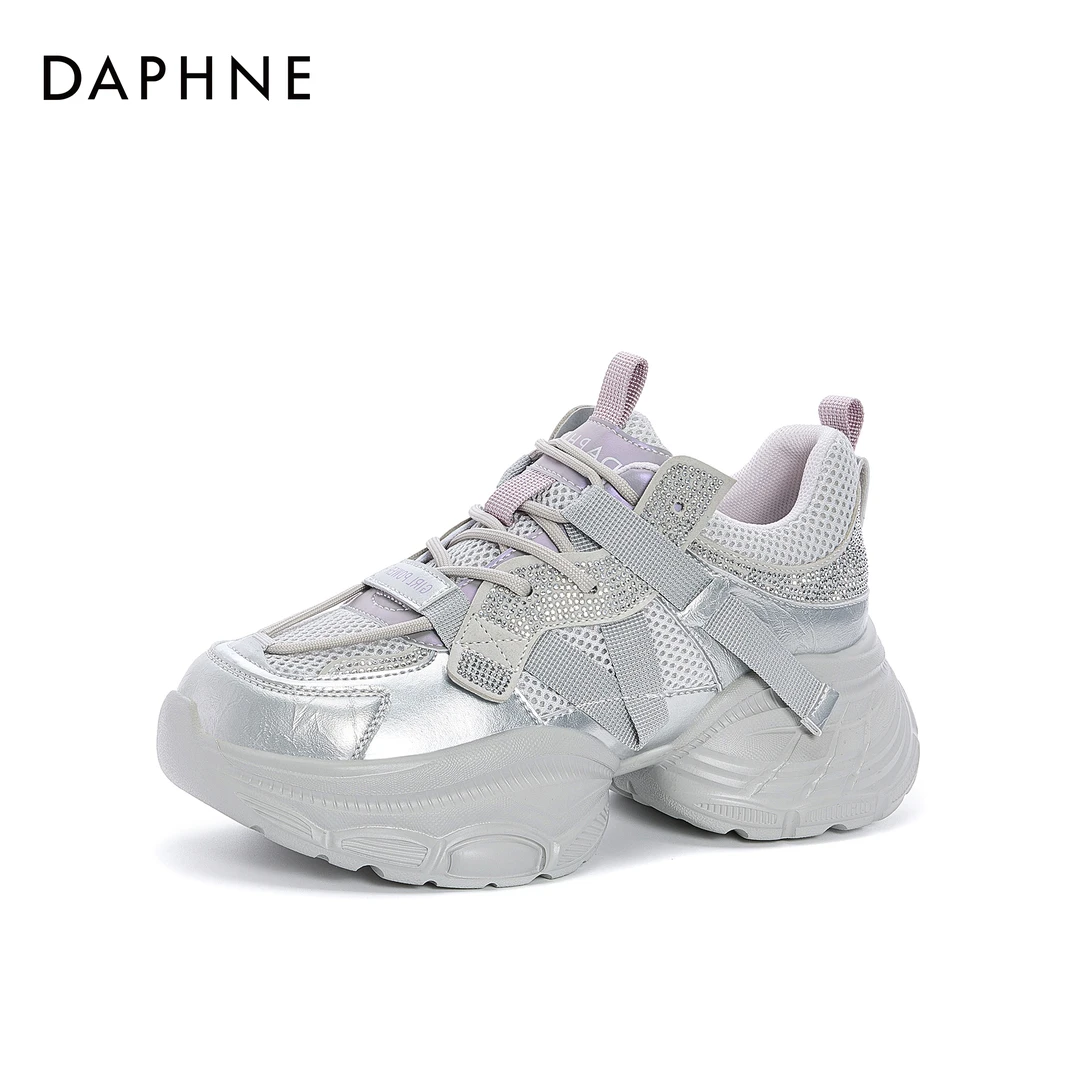 达芙妮2025春季新款多巴胺配色+厚底设计潮流运动风时尚老爹鞋女