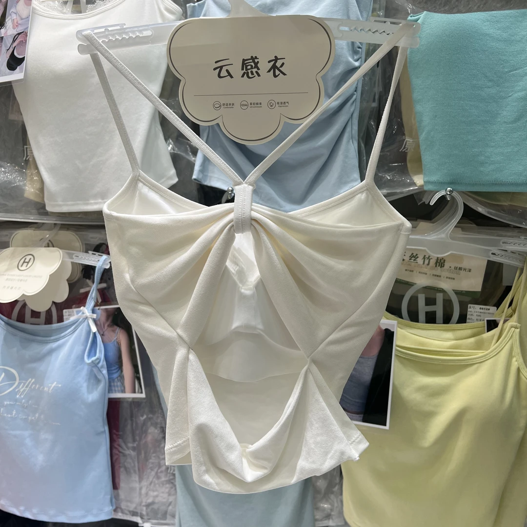 【蝴蝶结后背】露背带舒适胸垫吊带美背心女洋气百搭可外穿抹胸上衣