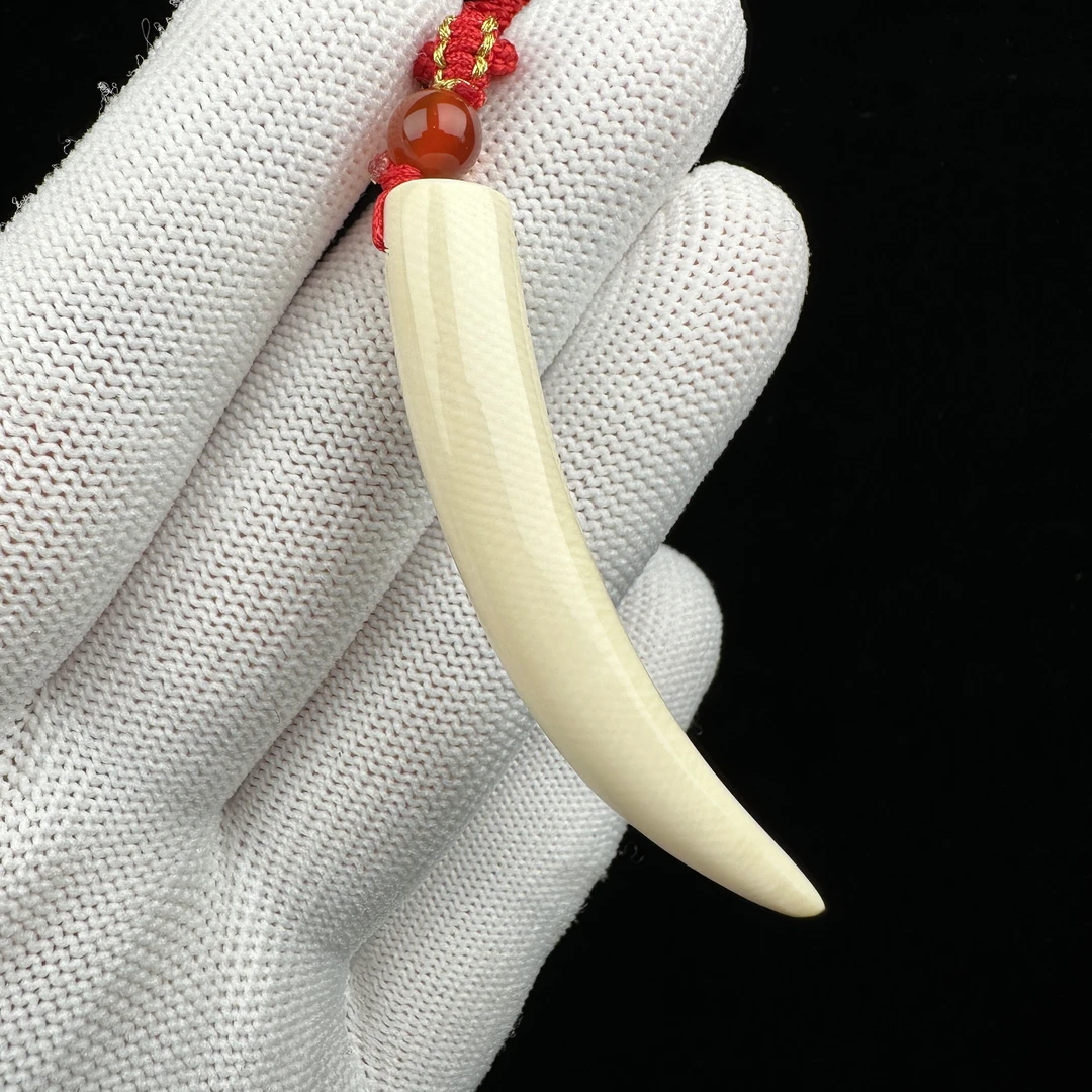 L2647天然猛犸牙 牙尖52mm支持鉴定 假一罚四