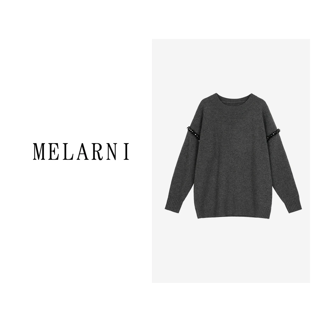 【MELARNI】时尚休闲百搭简约圆领秋冬毛衣MLN11580