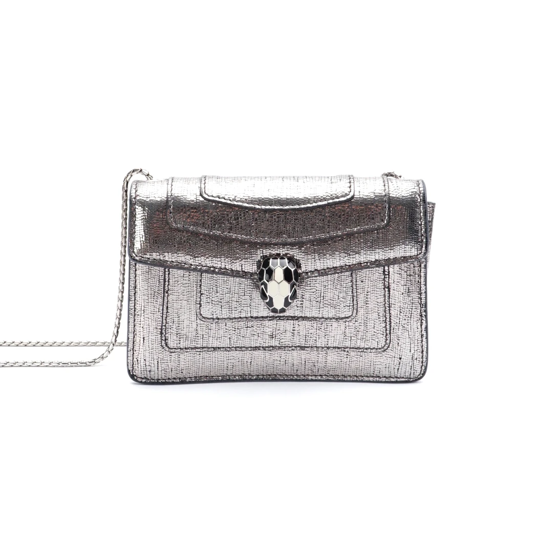 95新 BVLGARI/宝格丽 Bvlgari宝格丽银色蛇头链条包 9242