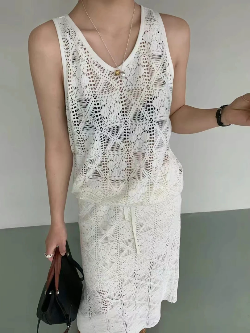 Az LongQuan 法式提花背心半裙套装 XBNJ2503234-XQNJ2503230