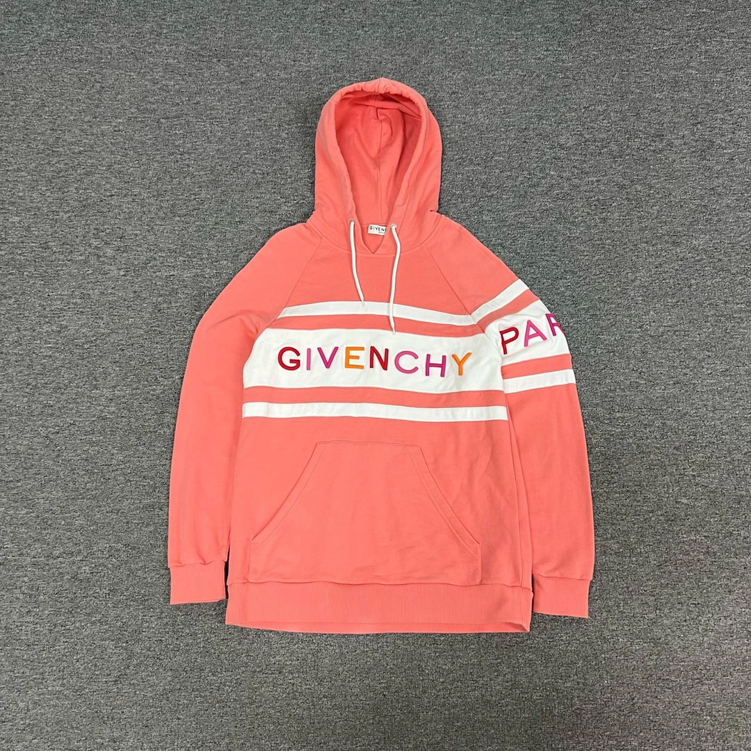 99新 Givenchy/纪梵希 浅粉色 胸口logo 长袖 连帽 卫衣 xs码