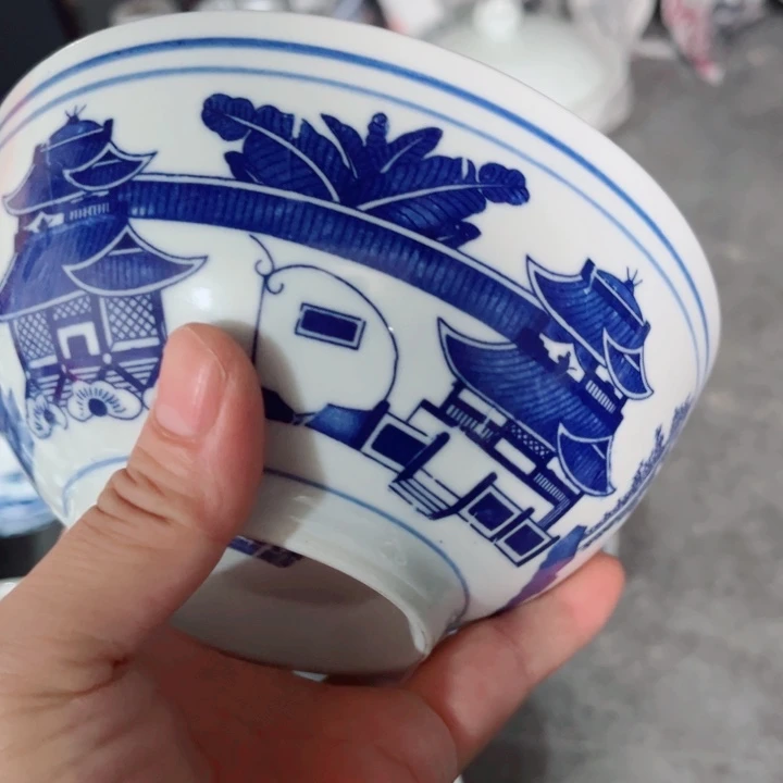 青花玲珑6寸面碗梧桐