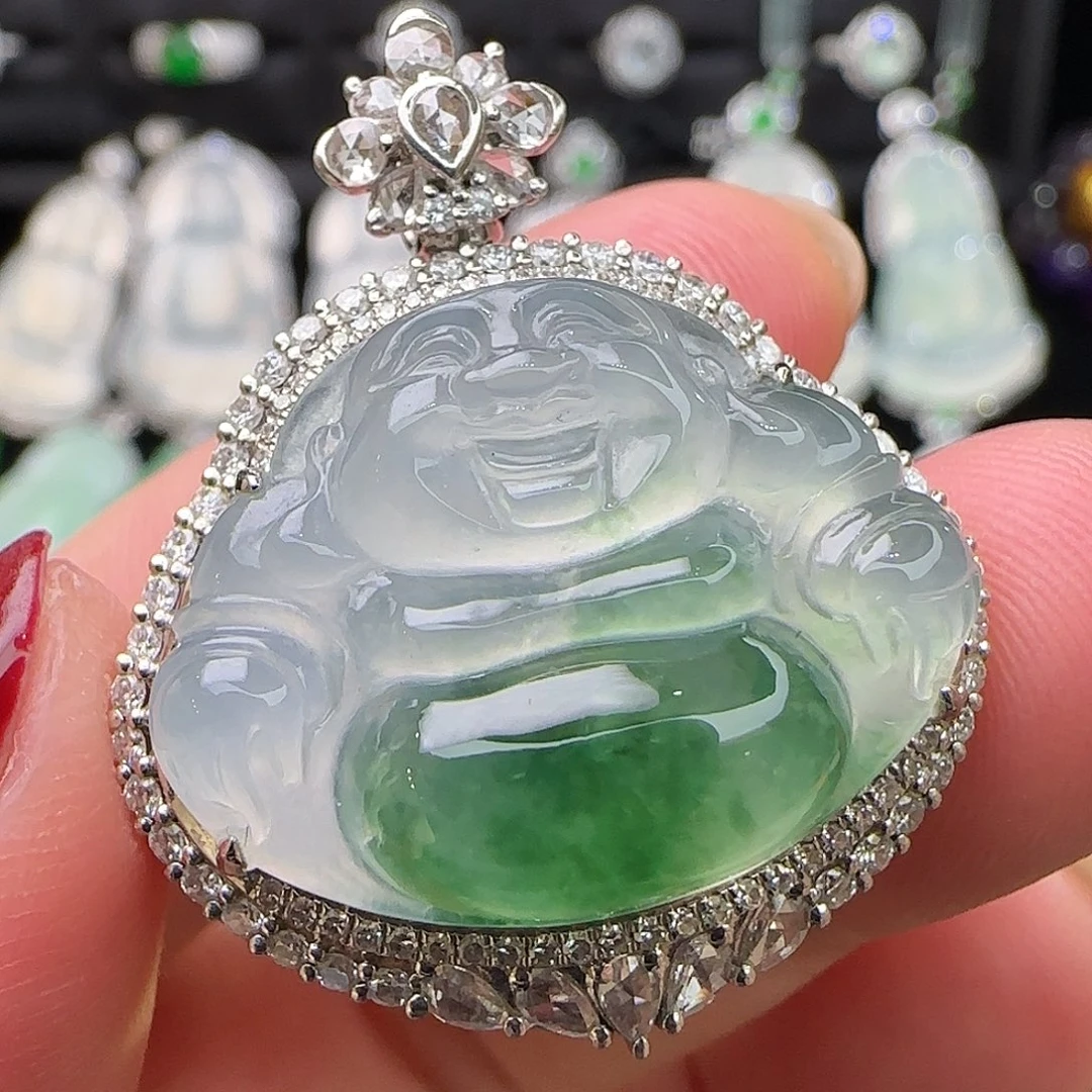 翡翠18K金镶嵌颈饰天然翡翠