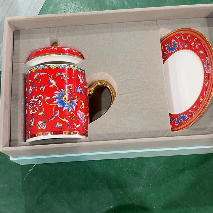 搪瓷瑕疵珐琅彩办公杯红色一个