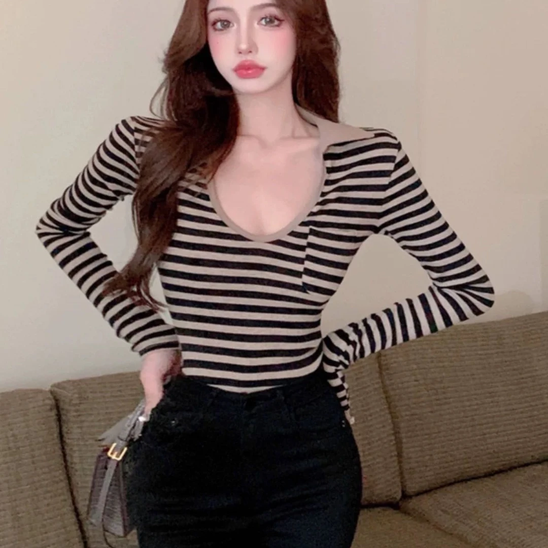 2115条纹性感U型打底衫A9-1-2