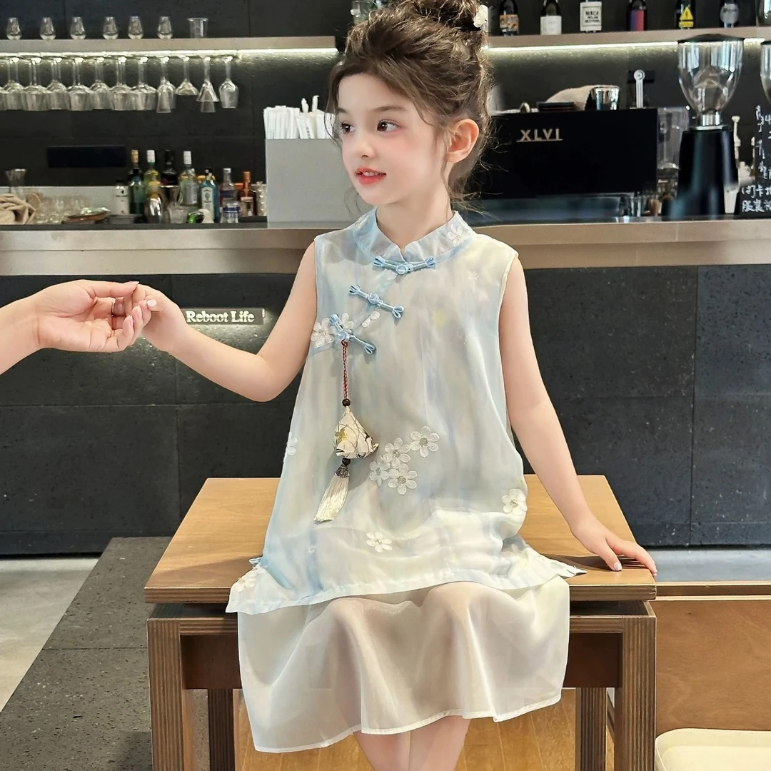 女童连衣裙夏装中国风2025新款儿童夏季女孩汉服旗袍公主裙新中式
