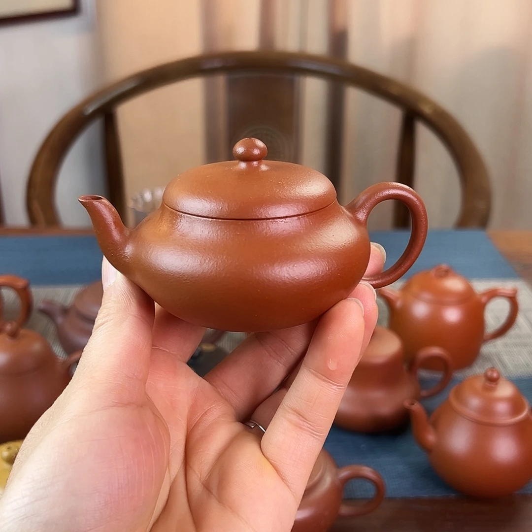 紫砂茶壶精品 矮君德 生砂朱泥 110cc