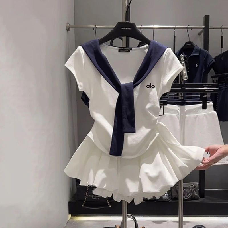 【8850】大码女装胖mm披肩拼接假两件短袖T恤夏季花苞蓬蓬裤裙套装