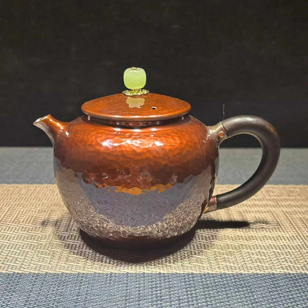 灯笼紫铜泡茶壶 紫铜壶 一体壶 手工锻打 高端茶具 茶道用品