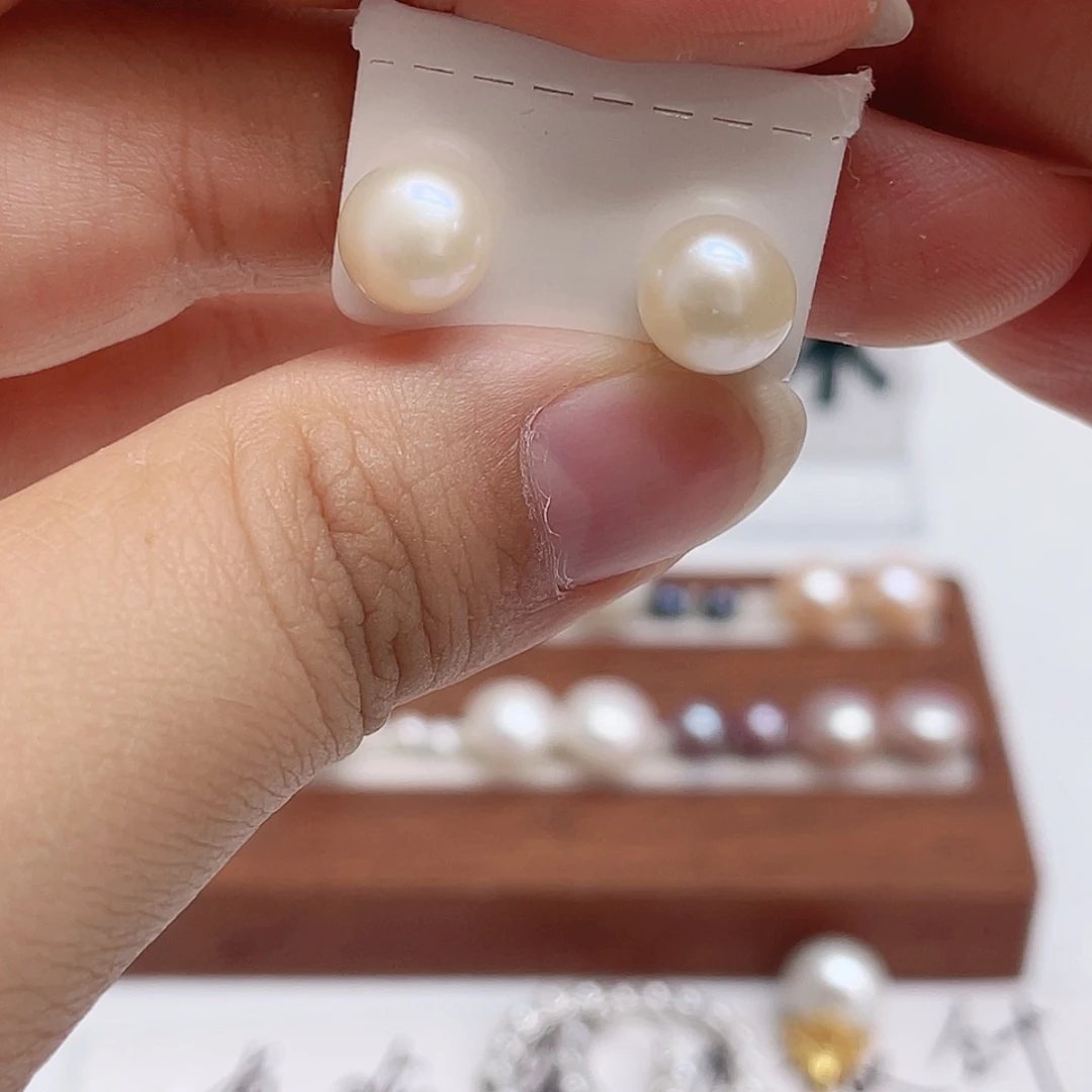 银S925镶嵌淡水珍珠耳饰甜*