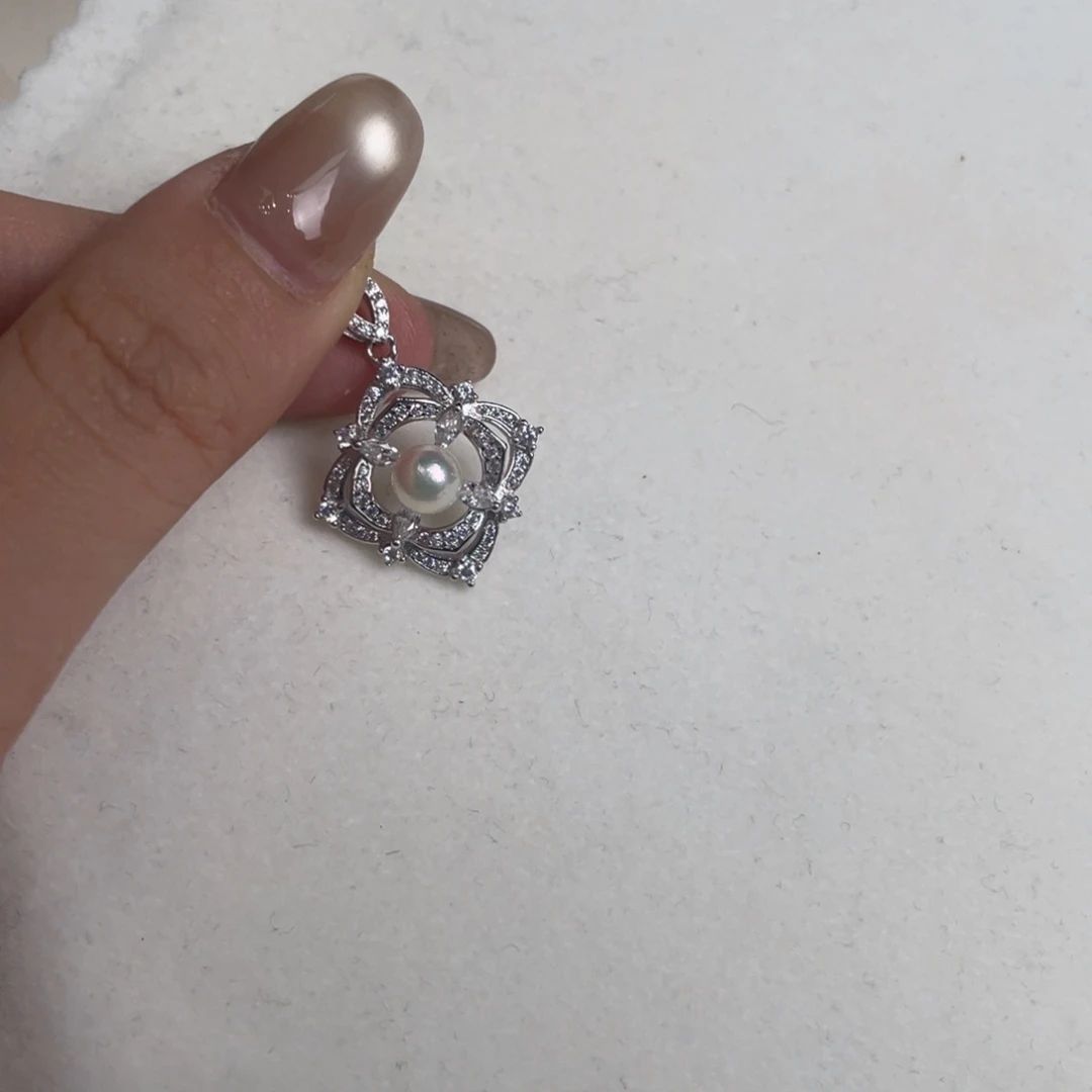 银S925镶嵌吊坠(不含链)海水珍珠