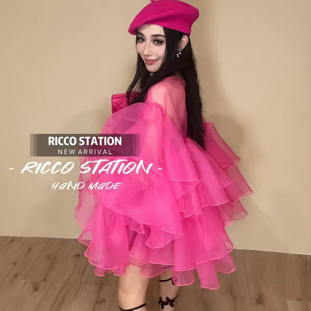 陈腰精CC设计师款重工多层荷叶边阔版防晒网红炸街款名媛风显瘦