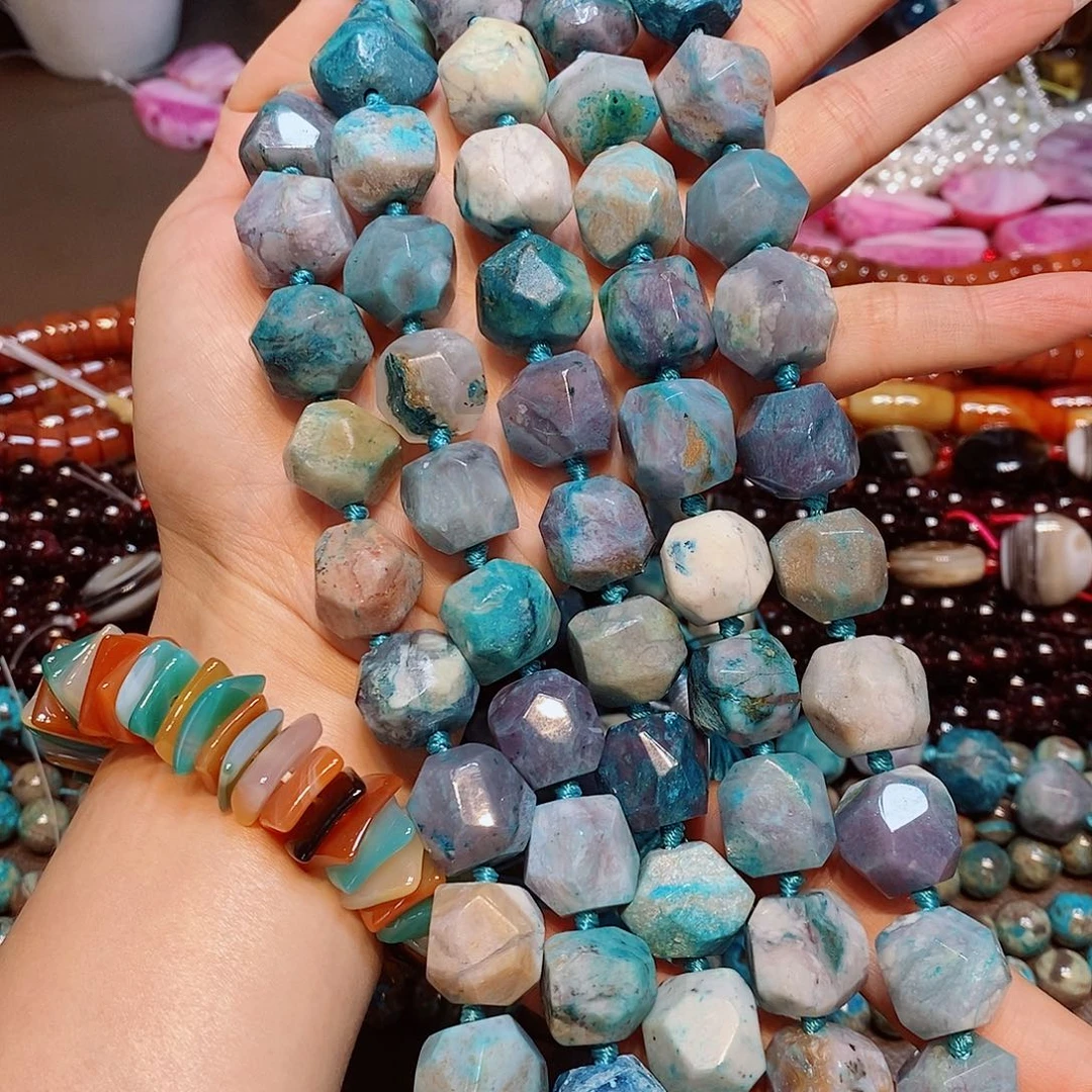 玛瑙/玉髓散珠16mm切面海洋玛瑙一条