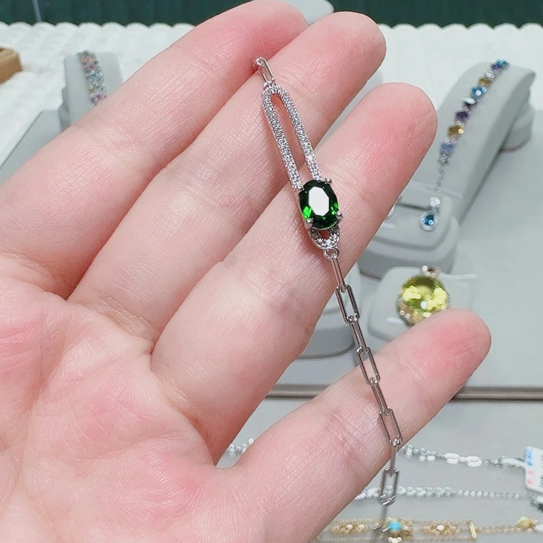 手链透辉石银S925镶嵌