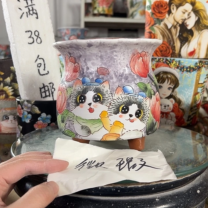 景德镇手绘花盆性价比超高的直播间