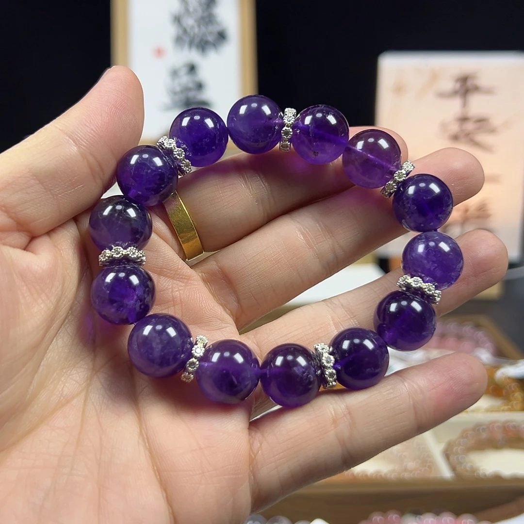 兰***花水晶手链未镶嵌紫水原创