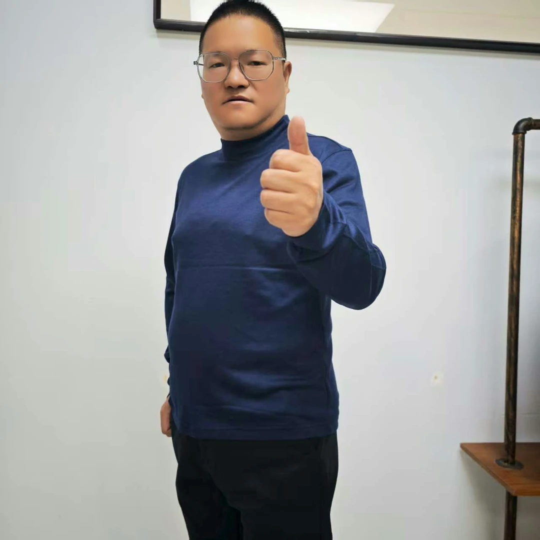 （帛贸蚕丝羊绒）精纺85桑蚕丝15山羊绒中年男士贴身中领保暖上衣