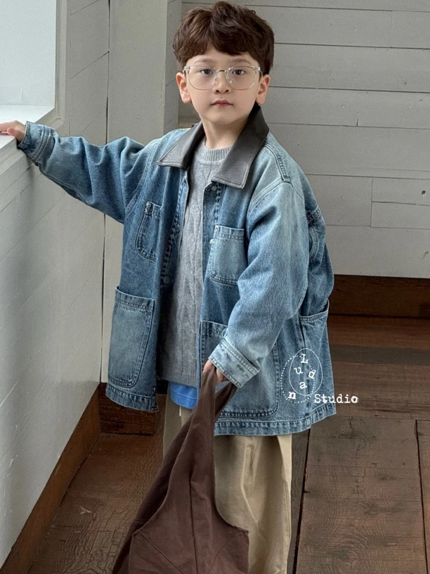 【现货】卤蛋童装·英伦画报/春秋牛仔外套男女童韩版25833