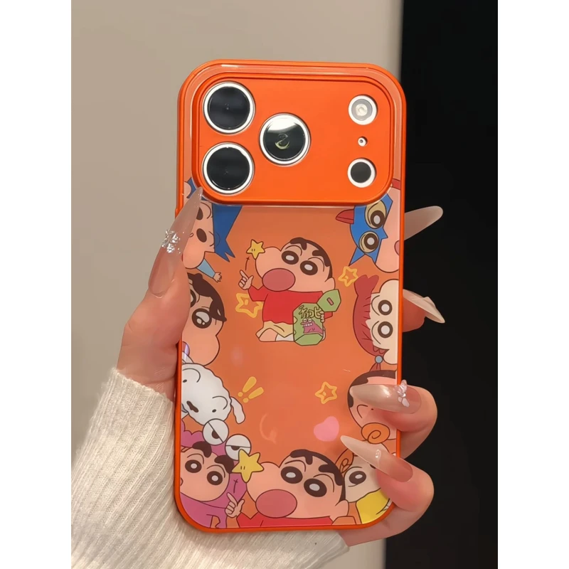 满屏蜡笔小新适用苹果17pro手机壳16pm肤感华为p70玻璃荣耀小米女