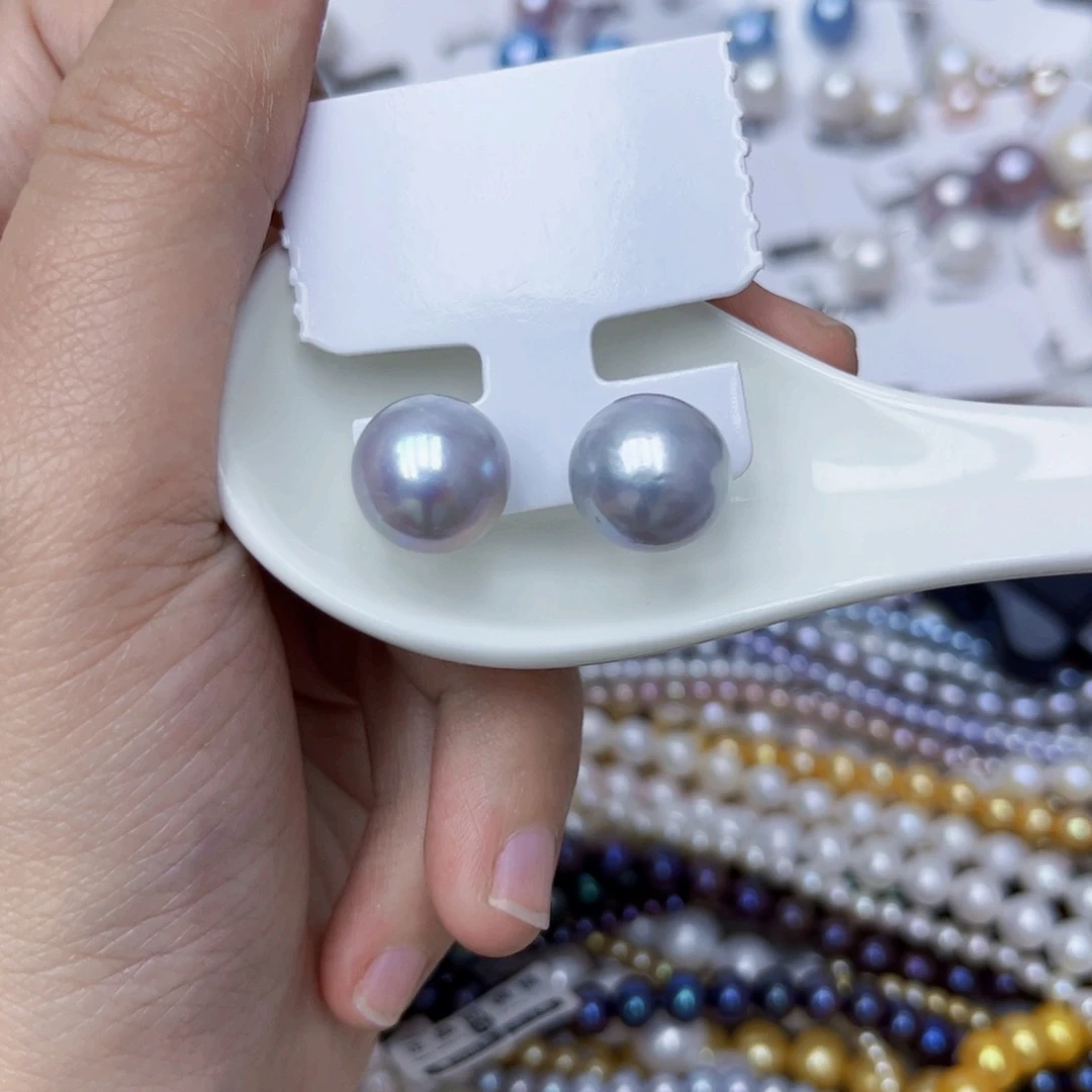 银S925镶嵌淡水珍珠耳饰