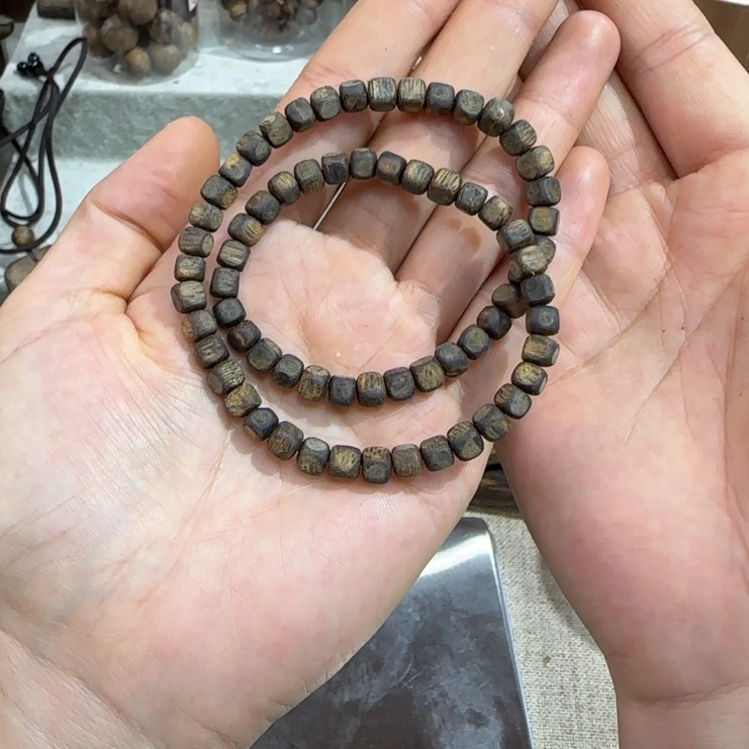 手串沉香沉水方糖珠6mm