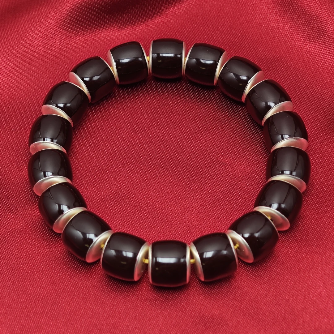 足银珐琅银制品 刘爷专属 足银深咖变红直切手串温感变色 活动