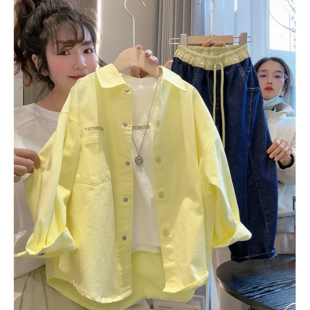 【芝士奶黄】春季衬衫长袖春秋2025新款中大童洋气时髦休闲春装