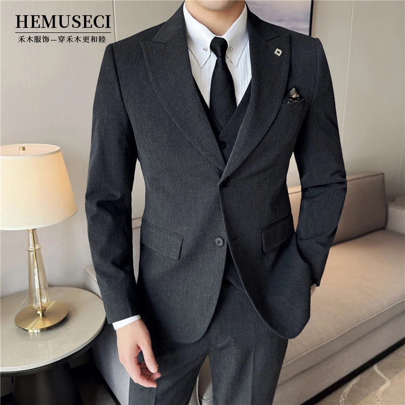 商务帅气西服套装潮流修身型婚礼结婚休闲不褪色男士修身礼服英伦