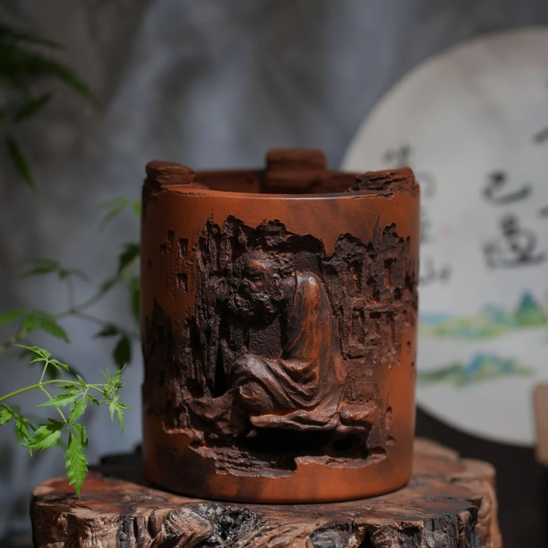 【达摩重工雕刻柴烧炭炉】叶乔雕刻红泥柴烧炭炉