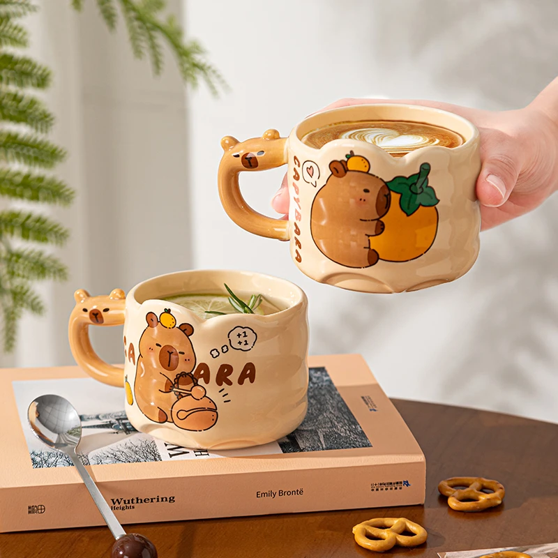 【卡皮巴拉叠叠杯】卡通可爱叠叠杯单个装陶瓷釉下彩餐具易清洗