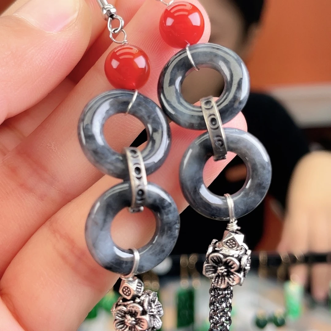 翡翠未镶嵌耳饰饰品