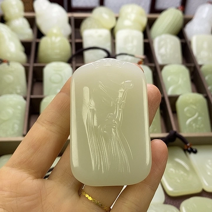 昆仑石关公山水牌