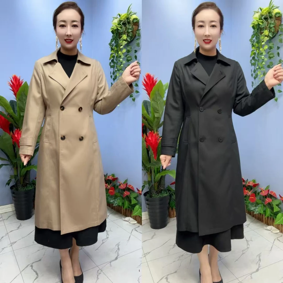 6350款气质重工修身中长款风衣