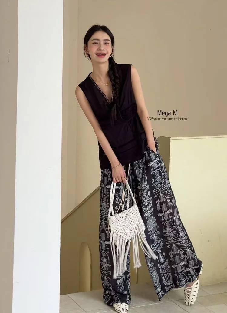 福秒-度假风！印花阔腿裤（MG03119#）MG
