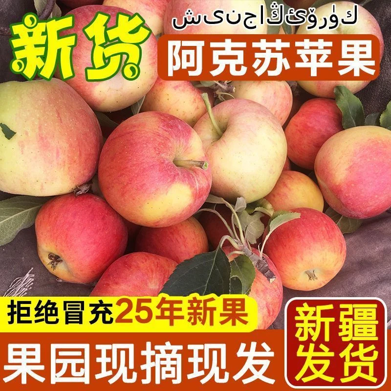 正宗新疆阿克苏苹果现摘脆甜多汁新鲜应季水果产地直发