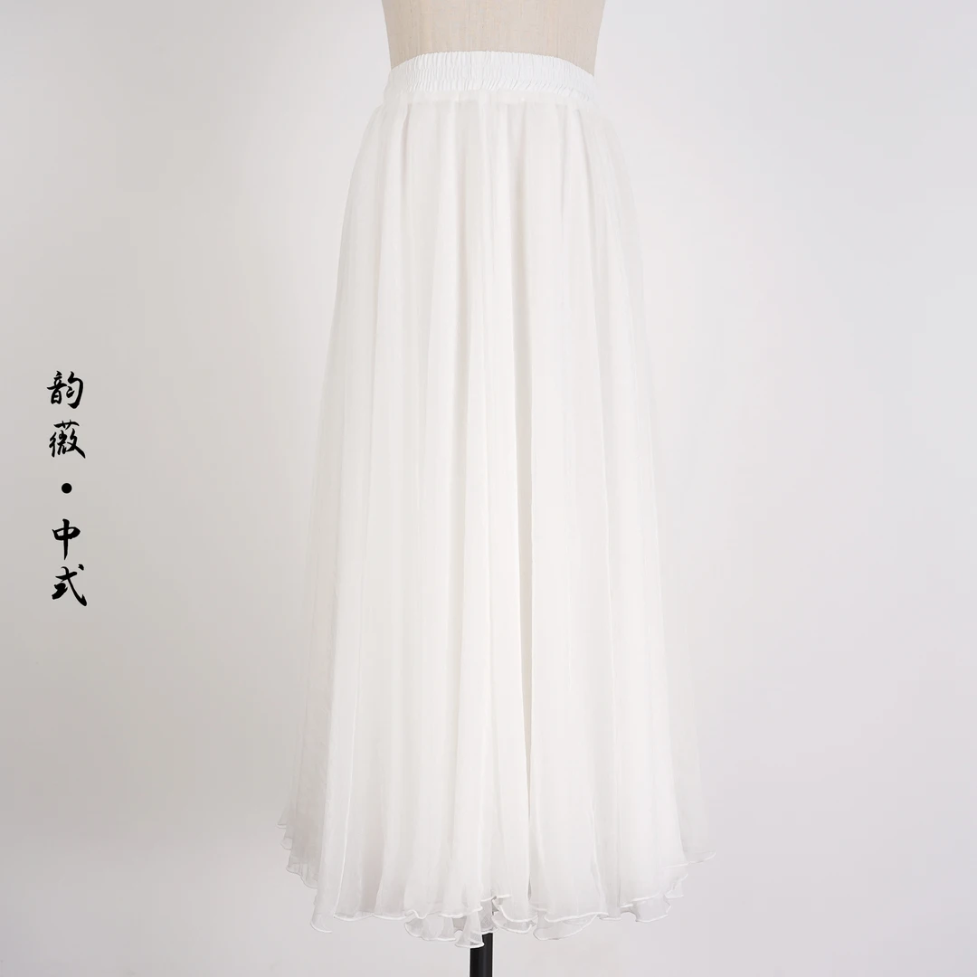 优雅垂感半身裙中式百褶裙大摆裙瑞丽风百褶春夏中腰半身裙