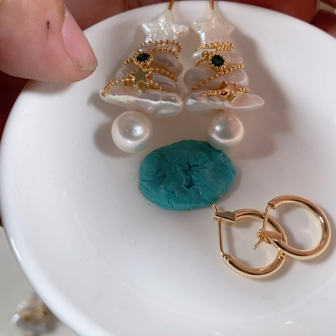 ****t淡水珍珠合金耳钉