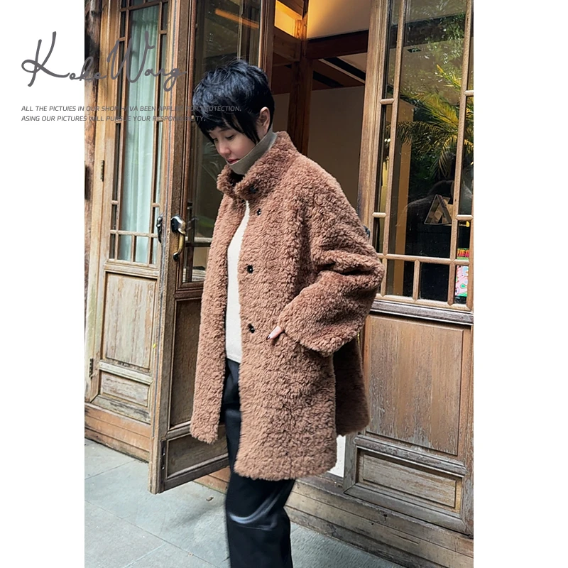 KOKO WANG 秋冬慵懒风100羊毛加厚保暖时尚休闲外套 N7765J17W05