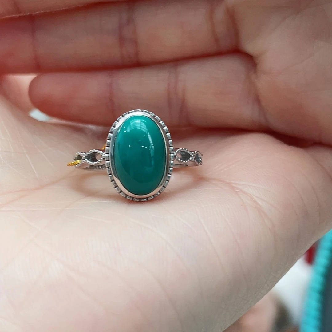 绿松石戒指银S925镶嵌