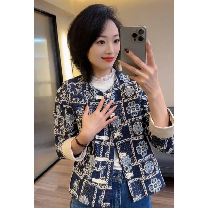新中式重工刺绣花朵短外套出游穿搭复古显瘦洋气上衣25019
