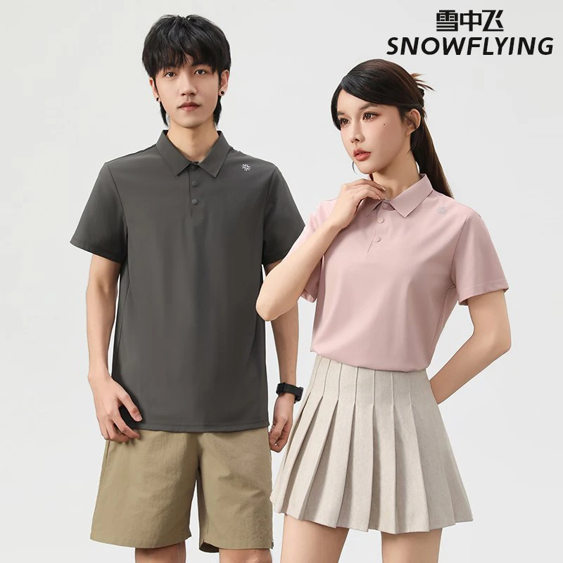 SNOW FLYING/雪中飞凉感防晒夏季冰丝速干POLO衫男女户外运动透气