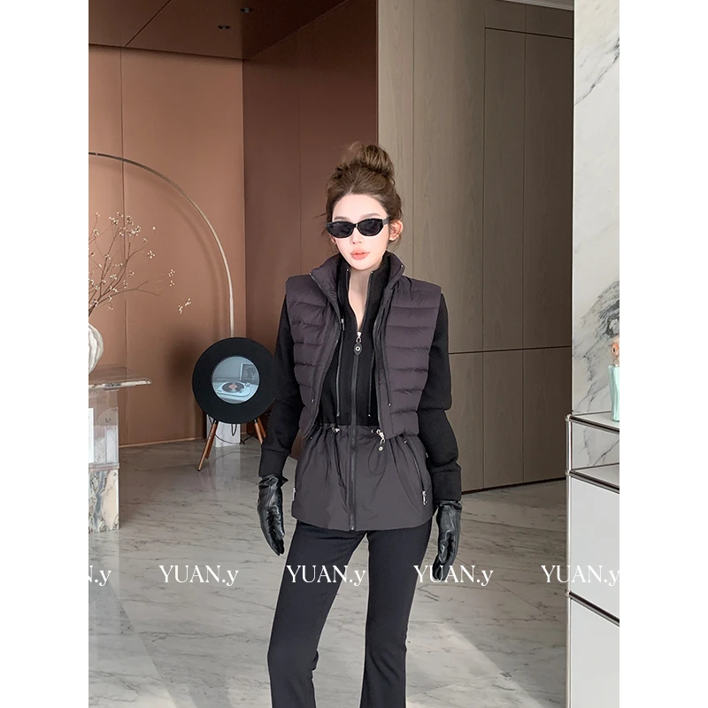 媛媛【暖炉沙漏】鹅绒服背心马甲女秋冬宽松外穿坎肩马夹外套#W1012