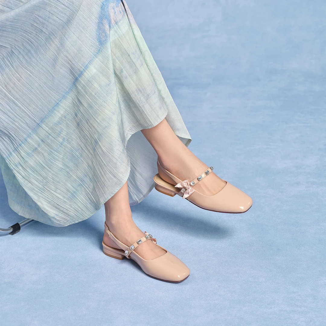 奥康2025夏季新品时装凉鞋平底单鞋浅口玛丽珍一字带通勤外穿凉鞋