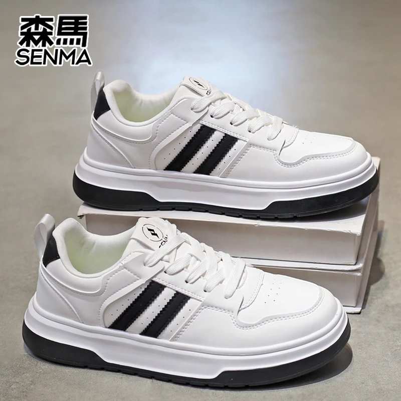 SENMA/森马2499牛皮秋冬男士小白鞋休闲厚底板鞋春季