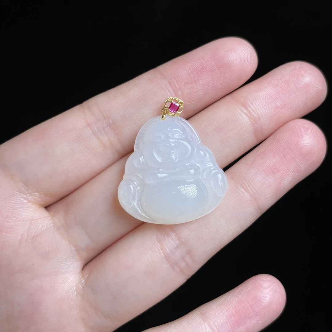 【玉总珠宝】18k和田玉白玉佛公吊坠贵气首饰多样性发一CAN820672
